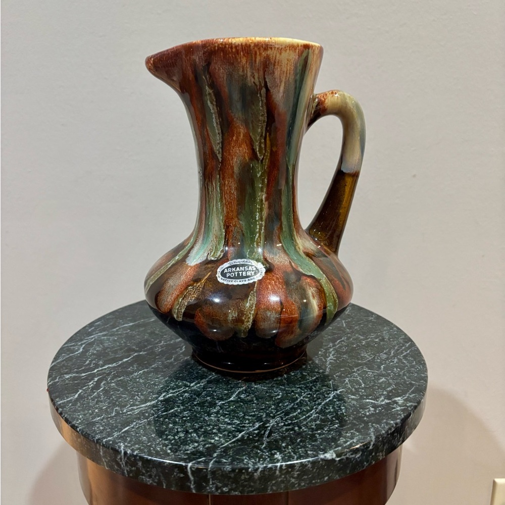 Arkansas Made Drip Glaze Ceramic Pitcher